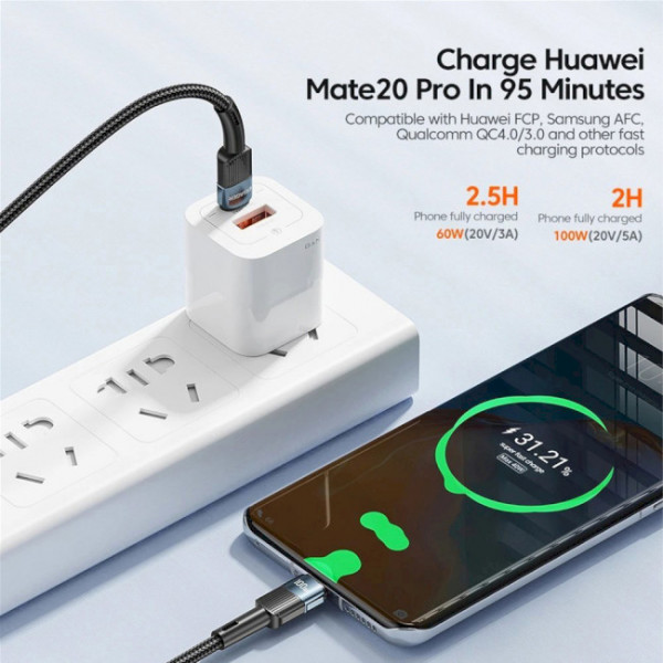 Фото - Кабель синхронізації даних Essager Star 100W USB Charging Cable Type C to Type C 1m Blue (EXCTT1-XC03)