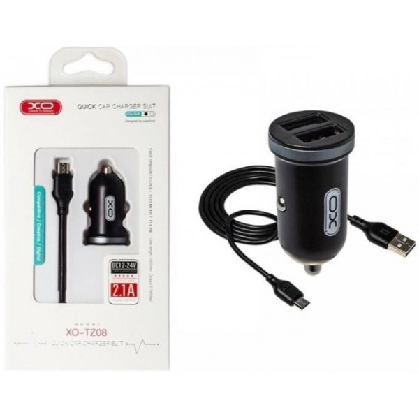 Фото - Автомобільний зарядний пристрій XO 2.1A/2 USB + microUSB Black (TZ08-M-BK)