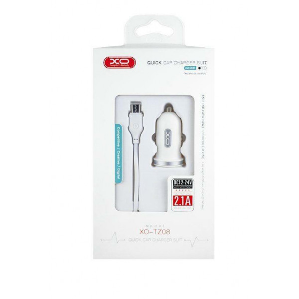 Фото - Автомобільний зарядний пристрій XO 2.1A/2 USB + Type-C White (TZ08-TC-WH)