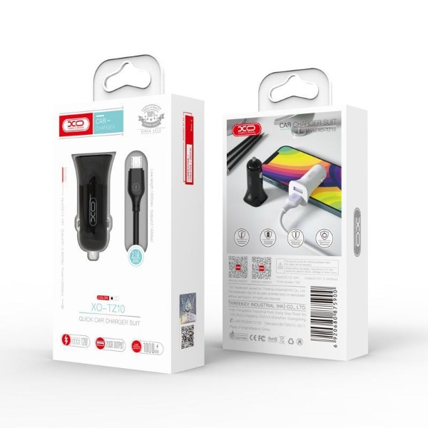 Фото - Автомобільний зарядний пристрій XO 2.4A/2 USB + lightning Black (TZ10-L-BK)