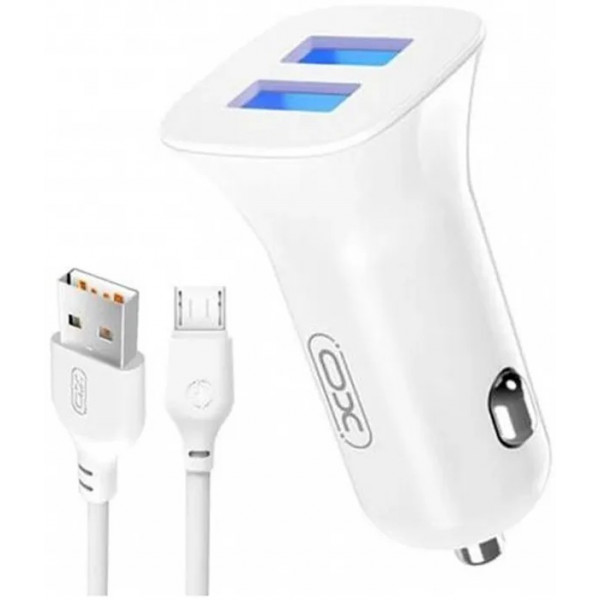 Фото - Автомобільний зарядний пристрій XO 2.4A/2 USB + microUSB White (TZ10-M-WH)