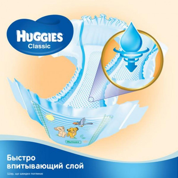 Фото - Одноразовые подгузники Huggies Classic Размер 4 (7 до 16 кг) 14 шт. (5029053543123)