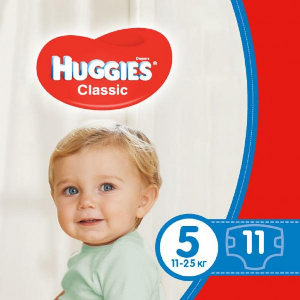 Фото - Одноразові підгузки Huggies Classic Розмір 5 (11 до 22 кг) 11 шт. (5029053543161)