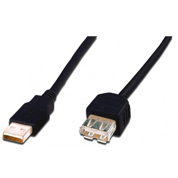 Фото - Кабель USB type A - USB type A Digitus USB 2.0 (AM/AF) 3.0m Black