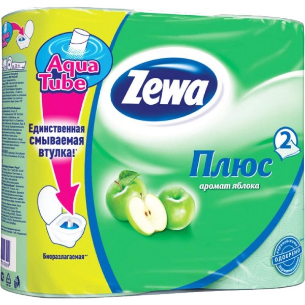 Фото - Туалетная бумага Zewa Плюс 2 слоя Яблоко 4 рулона (4605331019309)