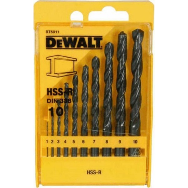 Фото - Набір свердел DeWALT HSS-R 10шт. (DT5911)