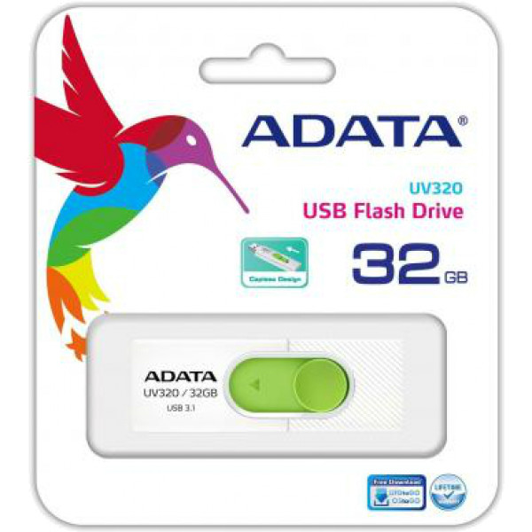 Фото - Флеш USB ADATA UV320 32GB USB 3.1 White-Green (AUV320-32G-RWHGN)