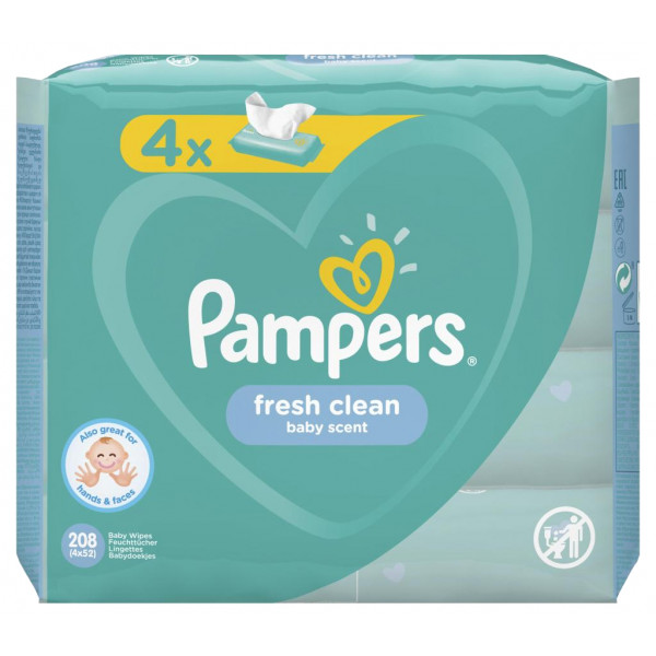 Фото - Салфетки влажные для детей Pampers Fresh Clean, 4х52 шт. (81688044)
