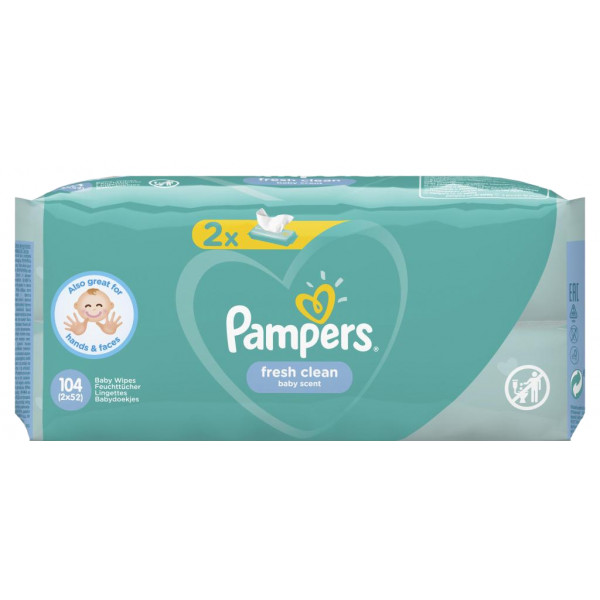 Фото - Салфетки влажные для детей Pampers Fresh Clean, 2х52 шт. (81688038 )