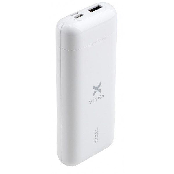 Фото - Батарея мобільна Vinga 10000 mAh glossy White (VPB1MWH)
