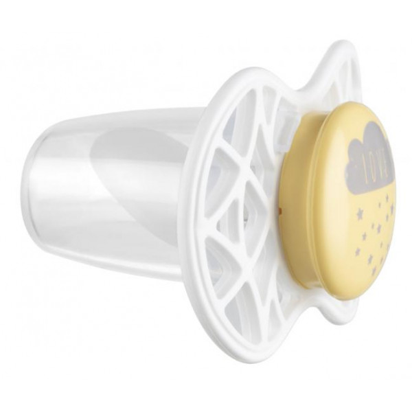 Фото - Ортодонтична пустушка Nuvita Air55 Cool 6m + "Love" Жовто-сіра (NV7084SC)