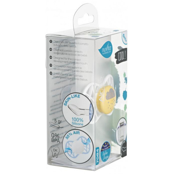 Фото - Ортодонтична пустушка Nuvita Air55 Cool 6m + "Love" Жовто-сіра (NV7084SC)