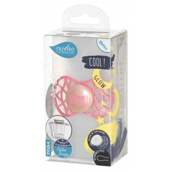 Фото - Симетрична пустушка Nuvita Air55 Cool 6m + "бант" Рожевий (NV7085GF)