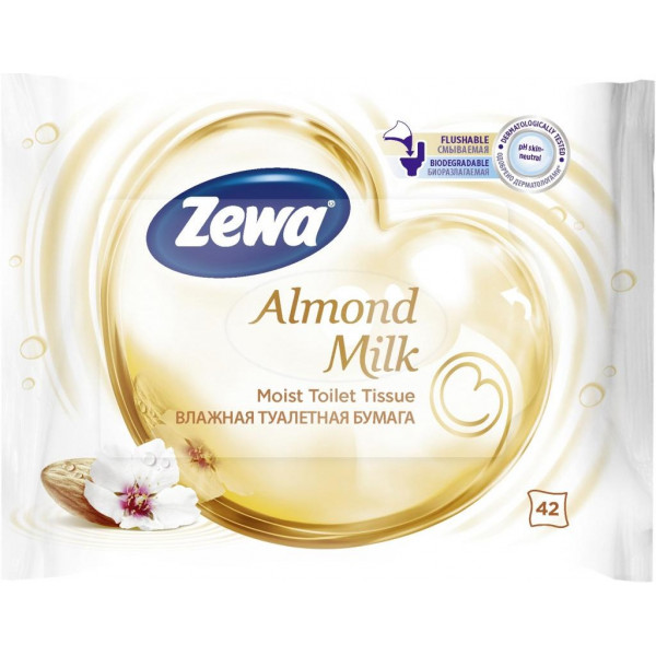 Фото - Вологий туалетний папір Zewa Almond Milk 42 шт. (7322540796179)