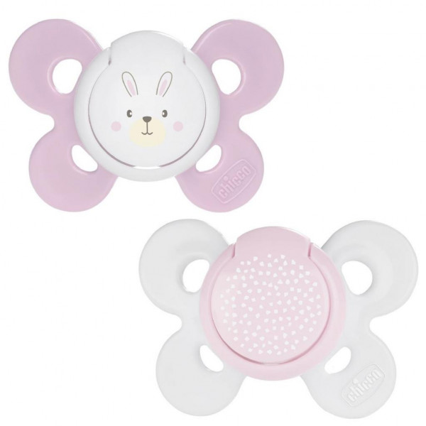 Фото - Ортодонтическая пустышка Chicco Physio Comfort 0-6 мес 2 шт. розовая (74931.11.00.00)