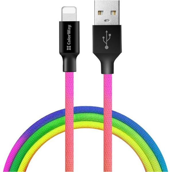 Фото - Кабель Colorway USB 2.0 AM to Lightning 1.0m Multicolor (CW-CBUL016-MC)