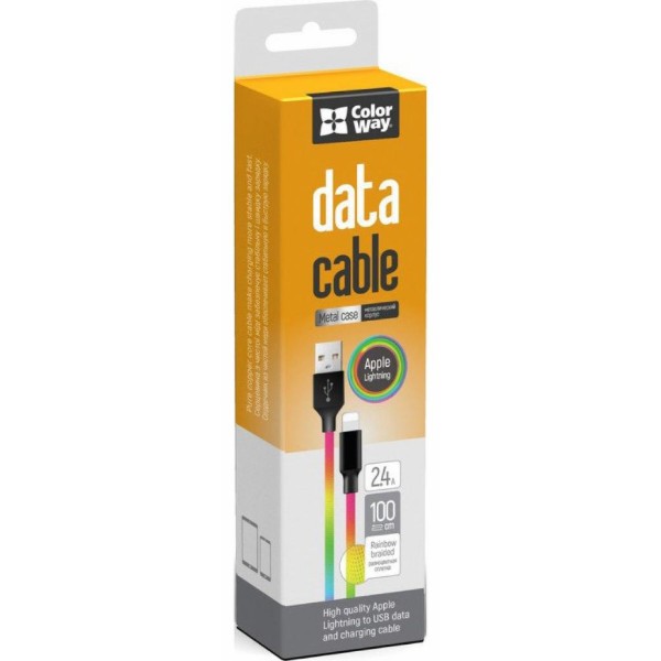 Фото - Кабель Colorway USB 2.0 AM to Lightning 1.0m Multicolor (CW-CBUL016-MC)