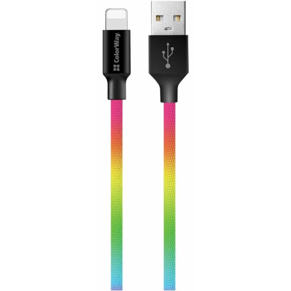 Фото - Кабель Colorway USB 2.0 AM to Lightning 1.0m Multicolor (CW-CBUL016-MC)