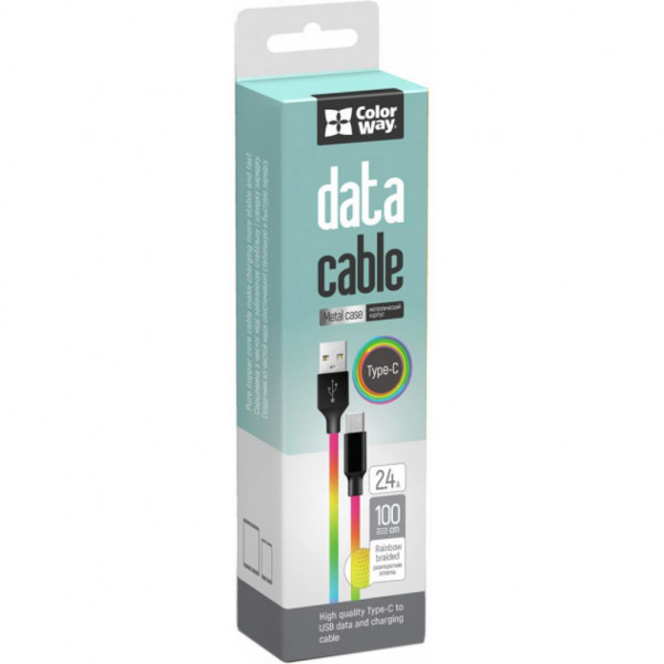 Фото - Кабель Colorway USB 2.0 AM to Type-C 1.0m Multicolor (CW-CBUC018-MC)