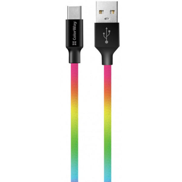Фото - Кабель Colorway USB 2.0 AM to Type-C 1.0m Multicolor (CW-CBUC018-MC)