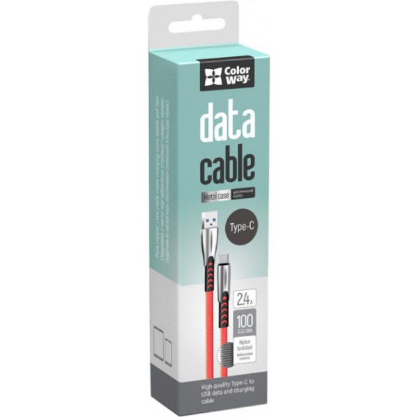 Фото - Кабель Colorway USB 2.0 AM to Type-C 1.0m Zinc Alloy Red (CW-CBUC012-RD)