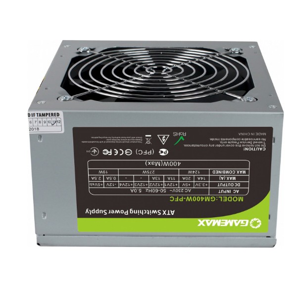 Фото - Блок живлення для ПК Gamemax ATX 400W PFC 12 см з кабелем живлення (GM-400W-PFC)