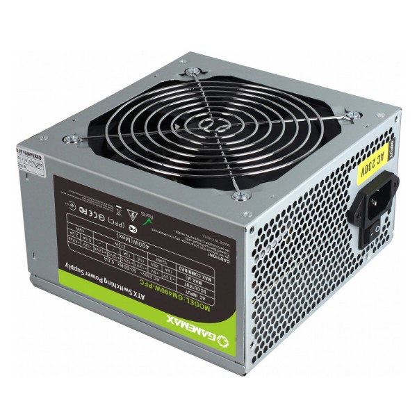 Фото - Блок живлення для ПК Gamemax ATX 400W PFC 12 см з кабелем живлення (GM-400W-PFC)
