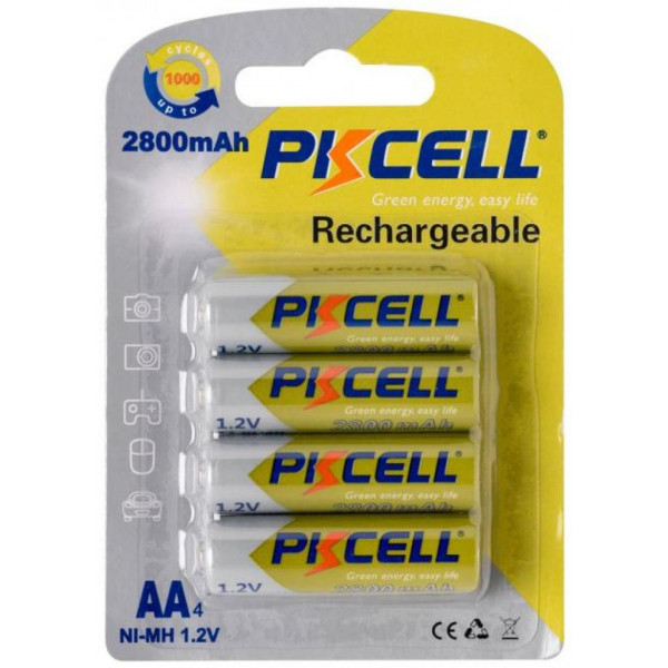 Фото - Акумулятор тип AA PKCELL R6 NiMH 2800mAh 4 шт. (PC/AA2800-4B)
