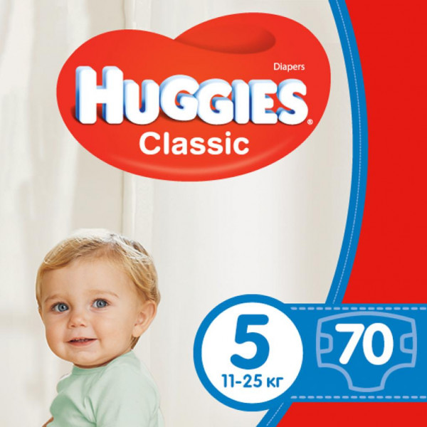 Фото - Одноразові підгузки Huggies Classic Розмір 5 (11-25 кг), Giga 70 шт. (5029053547305)