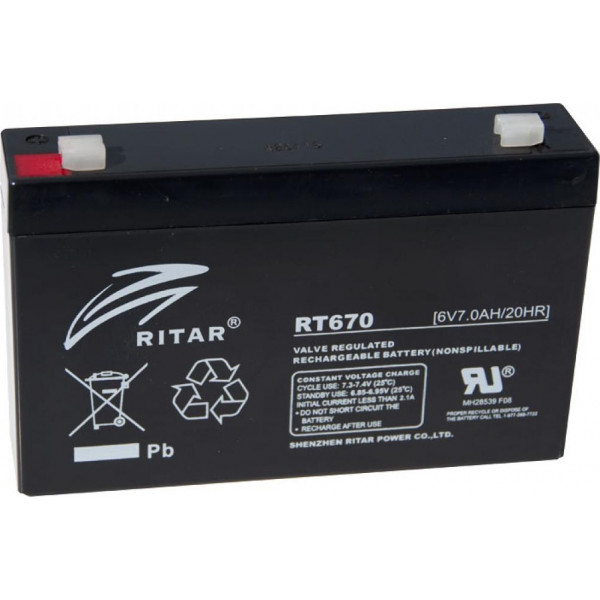 Фото - Аккумулятор для ИБП Ritar 6V-7.0Ah (RT670)