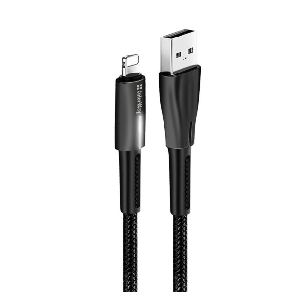 Фото - Кабель Colorway USB - Apple Lightning Zinc Alloy + Led 2.4А 1 м Black (CW-CBUL035-BK)