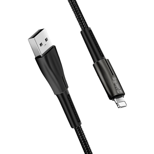 Фото - Кабель Colorway USB - Apple Lightning Zinc Alloy + Led 2.4А 1 м Black (CW-CBUL035-BK)