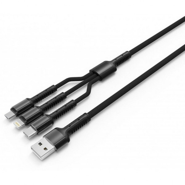 Фото - Кабель Colorway USB 2.0 AM to Lightning + Micro 5P + Type-C 4.0A (20W) (CW-CBU3003-GR)