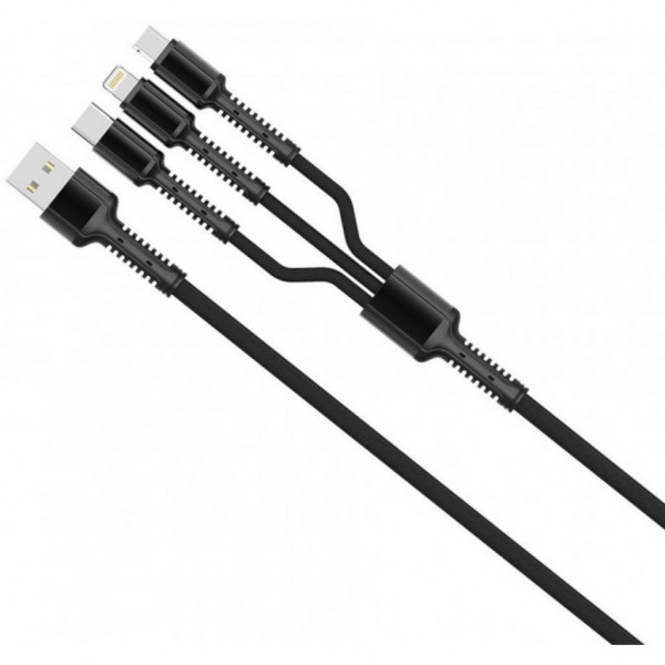 Фото - Кабель Colorway USB 2.0 AM to Lightning + Micro 5P + Type-C 4.0A (20W) (CW-CBU3003-GR)