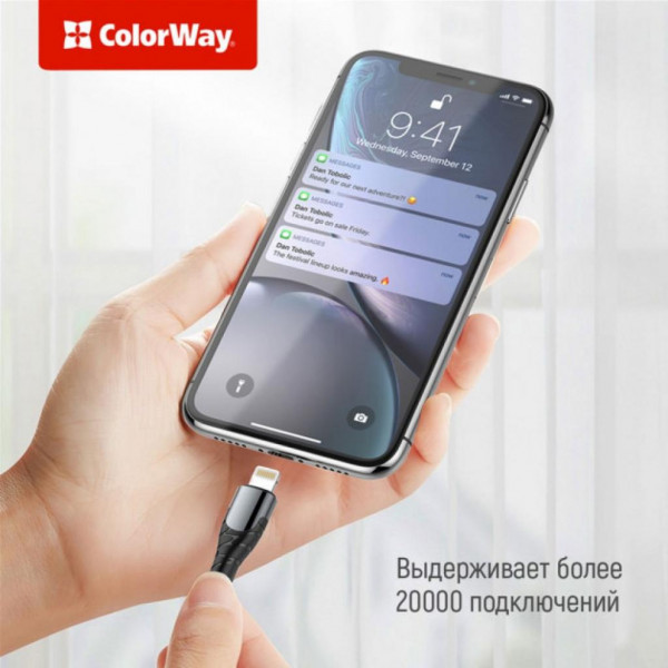 Фото - Кабель синхронизации данных Colorway USB Type-C to Lightning 2.0m (CW-CBPDCL036-GR)