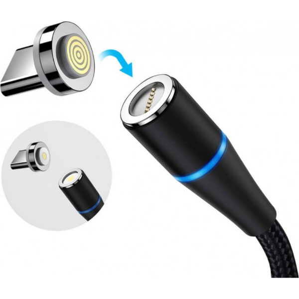 Фото - Кабель Colorway USB - 3в1 (Lightning+MicroUSB+Type-C) Magnetic Data/Quick Charge 2.4А 1 м Black (CW-CBUU038-BK)