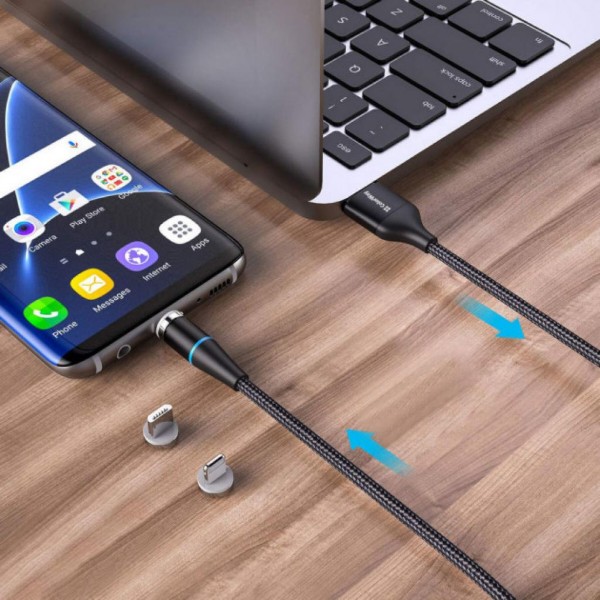 Фото - Кабель Colorway USB - 3в1 (Lightning+MicroUSB+Type-C) Magnetic Data/Quick Charge 2.4А 1 м Black (CW-CBUU038-BK)