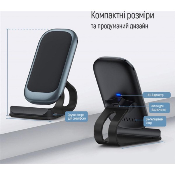 Фото - Беспроводное зарядное устройство Colorway Wireless Stand 10W Blue (CW-CHW30Q-BL)