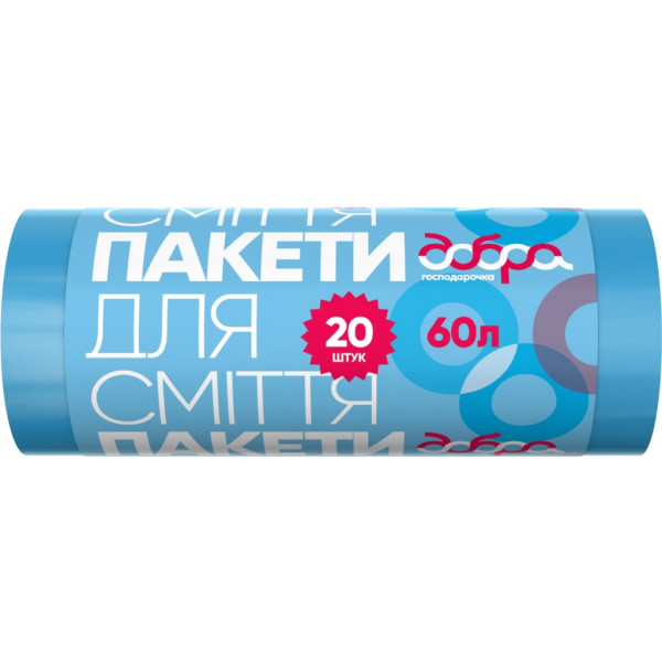 Фото - Пакет мусорный Добра господарочка Синие 60 л 20 шт. (4820086521673)
