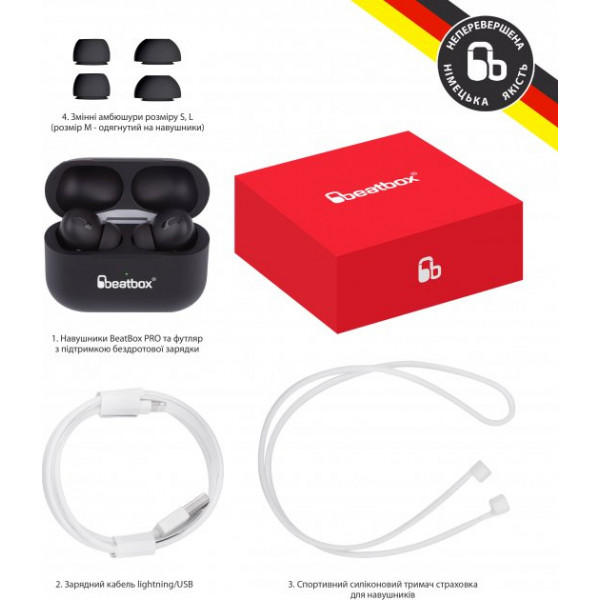 Фото - Навушники вкладиші бездротові TWS BeatBox Pods Pro 1 Wireless Charging Black (bbppro1wcb)