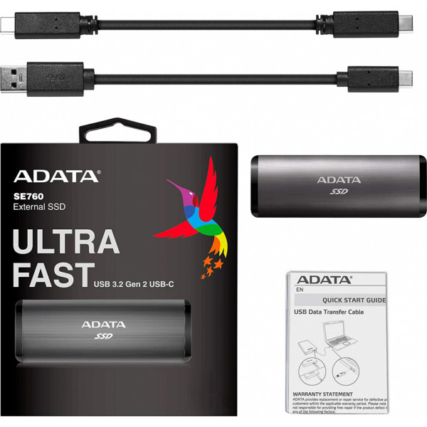 Фото - SSD-накопичувач зовнішній ADATA USB 3.2 512GB ADATA (ASE760-512GU32G2-CBK)
