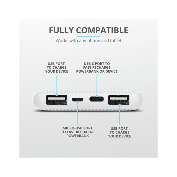 Фото - Батарея мобильная Trust Primo 10000 mAh White (23896)