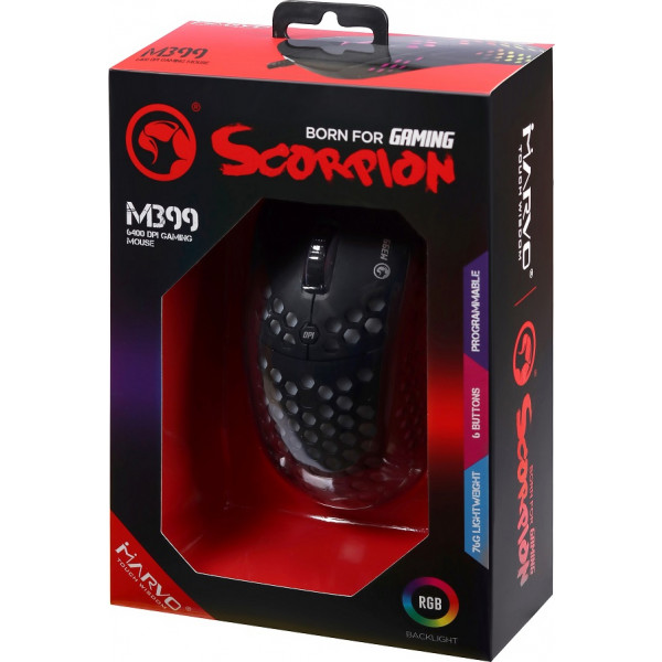 Фото - Мышь проводная игровая Marvo M399 RGB-LED USB Black (M399)