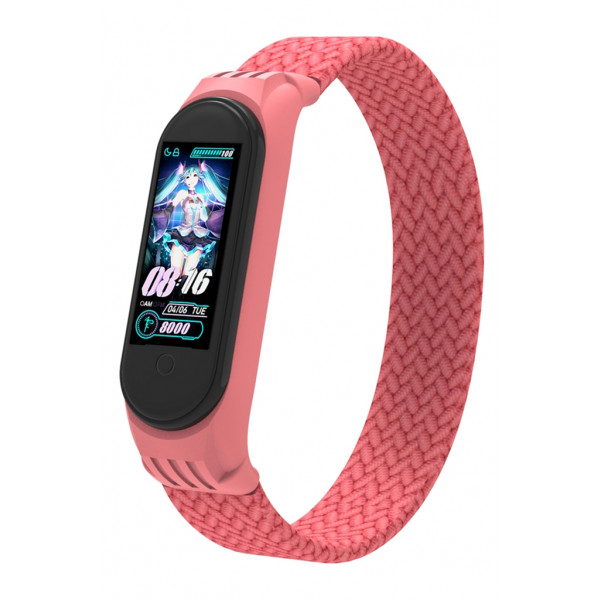 Фото - Ремінець для фітнес-браслету Armorstandart Braided Solo Loop for Xiaomi Mi Band 7/6/5/4 Pink size S (ARM59181)