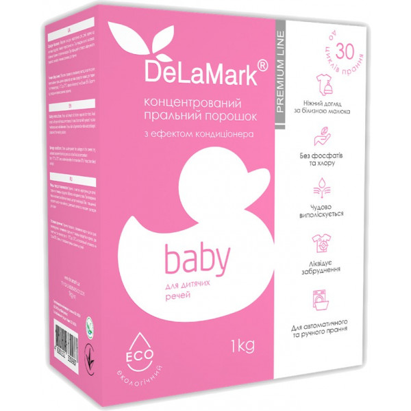 Фото - Пральний порошок DeLaMark Premium Line Baby з ефектом кондиціонера 1 кг (4820152330987)