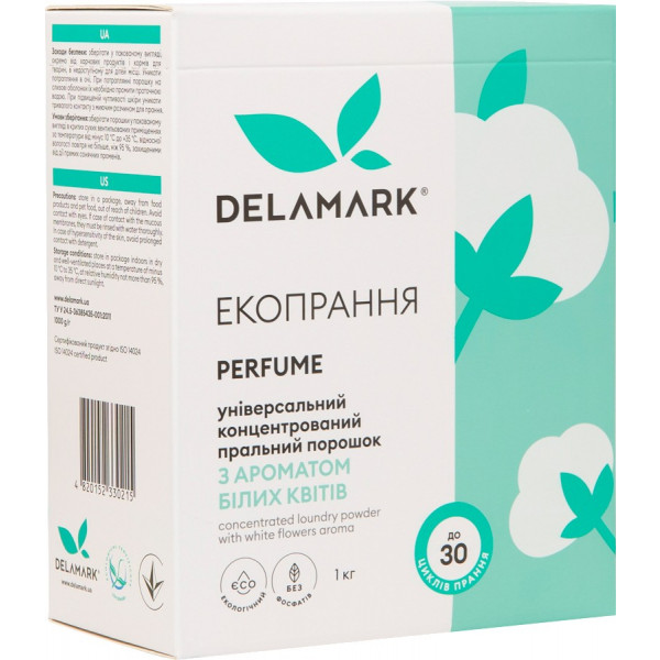 Фото - Пральний порошок DeLaMark Universal з ароматом білих квітів 1 кг (4820152330215)