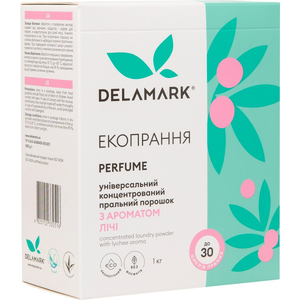 Фото - Пральний порошок DeLaMark з ароматом Лічі 1 кг (4820152332516)