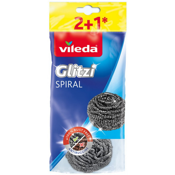 Фото - Набір губок металевих для миття посуду Vileda Glitzi Spiral 3 шт. (4023103210370)