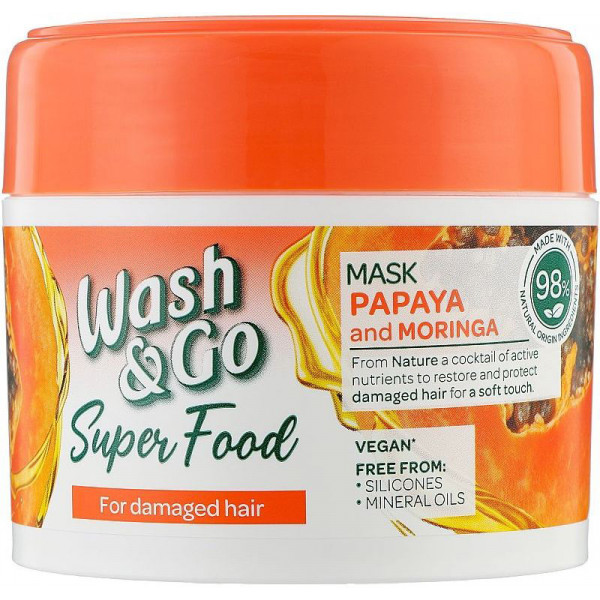 Фото - Маска для волос Wash&Go SUPER FOOD из папайя и моринга 300 мл (8008970053110)