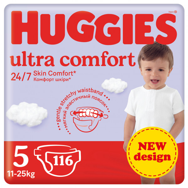 Фото - Одноразові підгузки Huggies Ultra Comfort Розмір 5 (11-25 кг), 116 шт. (5029053590530)